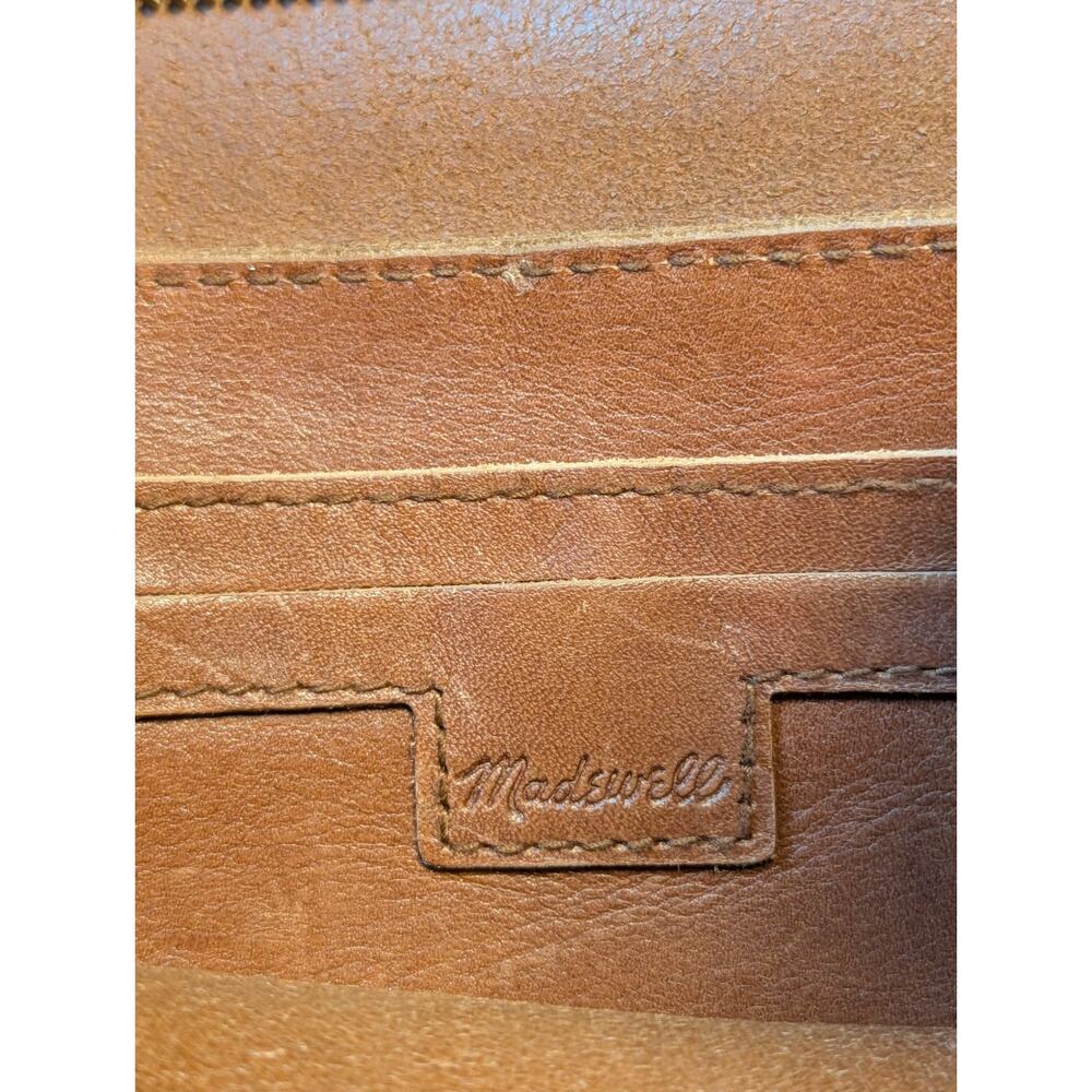 Madewell Leather Crossbody Bag Cognac Brown Adjustable Woven Strap Medium - Picture 3 of 13